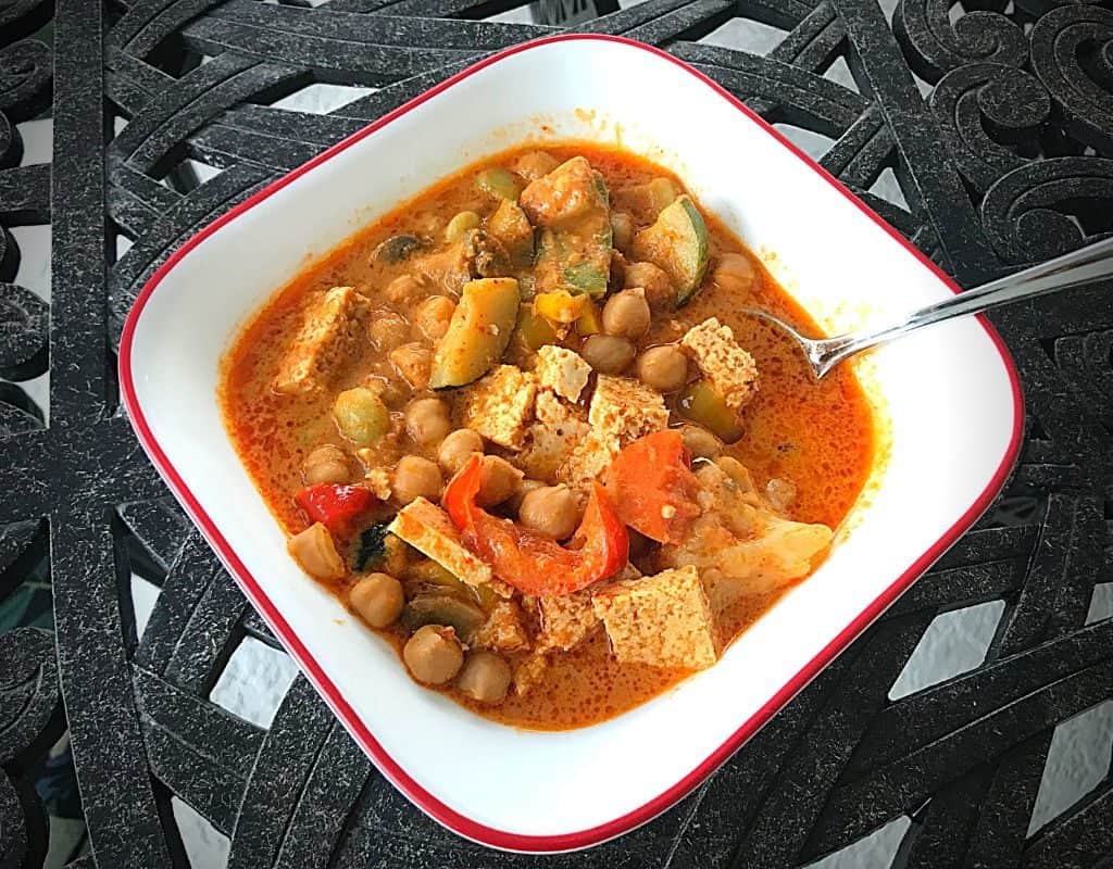 Vegan Thai curry with tofu homemade meal