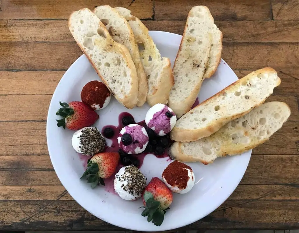 Vegetarian meal goat cheese with berries