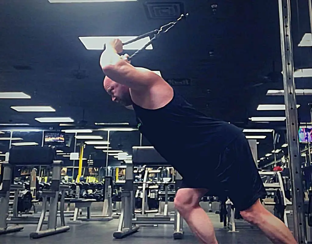 Triceps Overhead Reverse Rope Extensions start