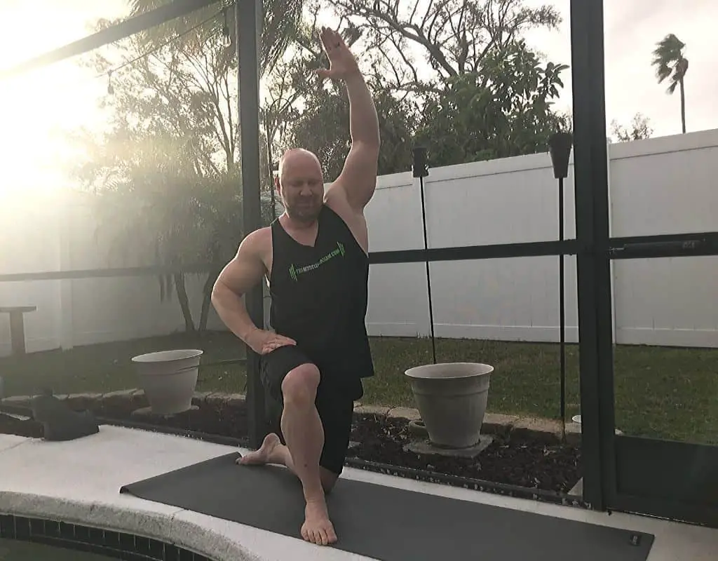 Kneeling hip flexor pose - yoga for bodybuilders and weightlifters
