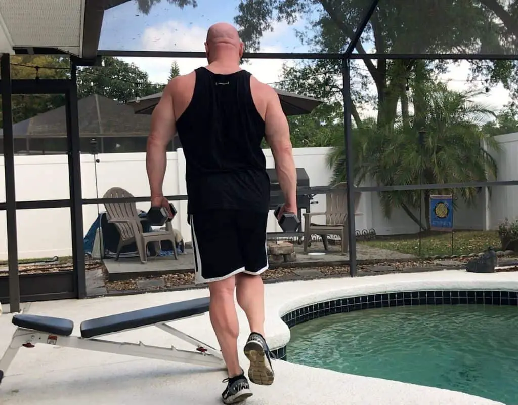 Dumbbells - legs - one-leg toe raises