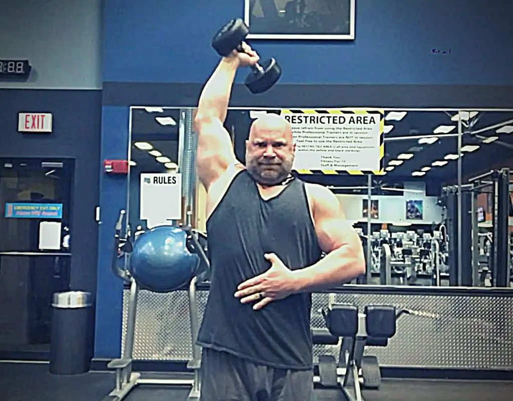 triceps - standing overhead dumbbell extensions