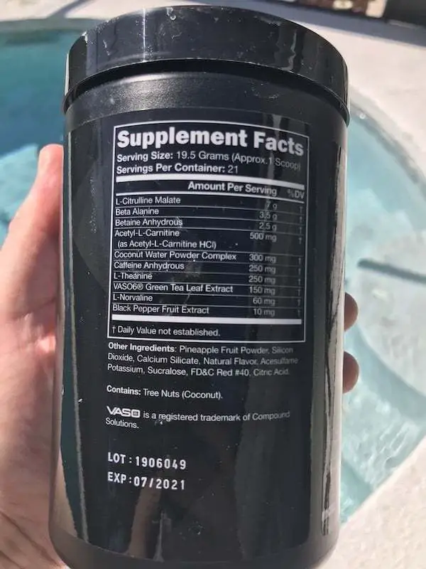 PreFIERCE label ingredients