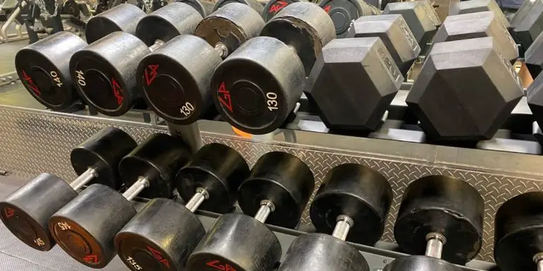 heavy dumbbells on rack